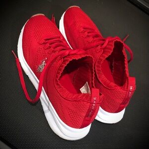 Red Knit Sneakers with White Soles- like new